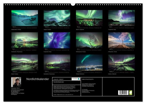 Produktbild: Nordlichtkalender (Wandkalender 2026 DIN A2 quer), CALVENDO Monatskalender