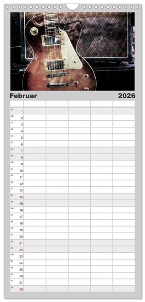 Produktbild: Familienplaner 2026 - Gitarren - Grunge Style mit 5 Spalten (Wandkalender, 21 x 45 cm) CALVENDO
