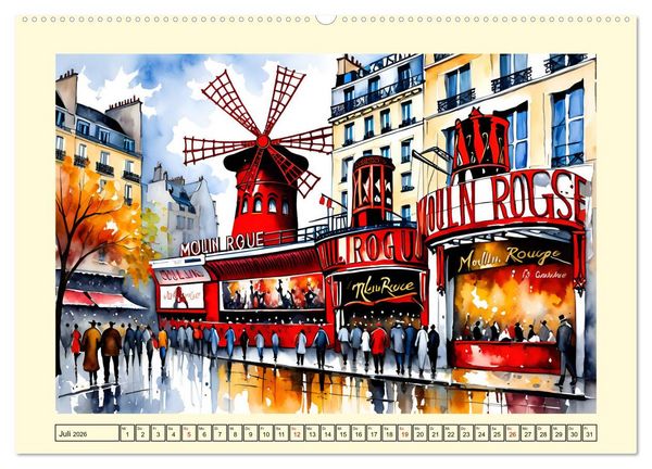 Produktbild: Paris - Stadt der Liebe (hochwertiger Premium Wandkalender 2026 DIN A2 quer), Kunstdruck in Hochglanz