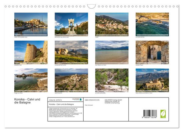 Produktbild: Korsika - Calvi und die Balagne (Wandkalender 2026 DIN A3 quer), CALVENDO Monatskalender