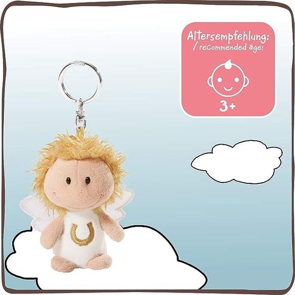 Produktbild: NICI 34555 - Schl&uuml;sselanh&auml;nger Schutzengel mit Hufeisen Ich pass auf dich auf, Gl&uuml;cksbringer, wei&szlig;, 7 cm