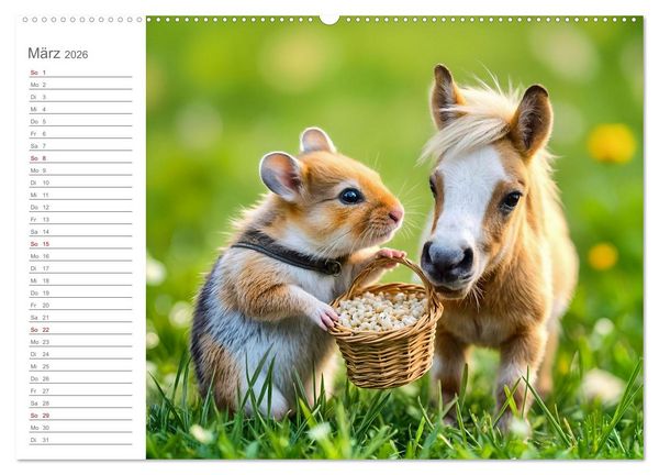 Produktbild: Hamsterhausen - Ein Hamster und seine tierischen Freunde (Wandkalender 2026 DIN A2 quer), CALVENDO Monatskalender