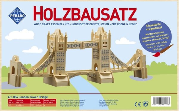 Produktbild: PEBARO 884 - Holzbausatz London Tower Bridge, 107 Teile, Holzkonstruktion zum Zusammenstecken