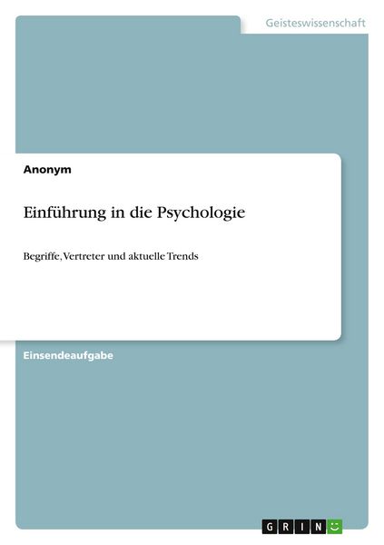 Produktbild: Einf&uuml;hrung in die Psychologie