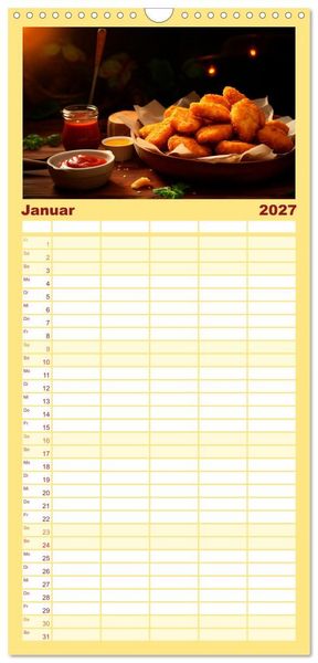 Produktbild: Familienplaner 2027 - Fastfood &Auml;sthetik mit 5 Spalten (Wandkalender, 21 x 45 cm) CALVENDO