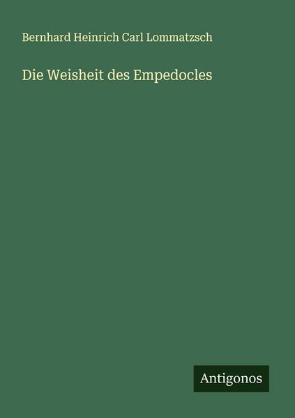Produktbild: Die Weisheit des Empedocles
