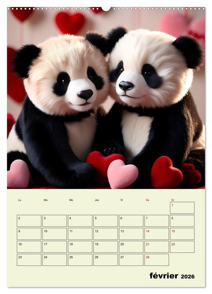 Produktbild: Les pandas rigolos - Une ann&eacute;e de douceur et de rires (Calendrier mural 2026 DIN A2 horizontal) calendrier de bureau