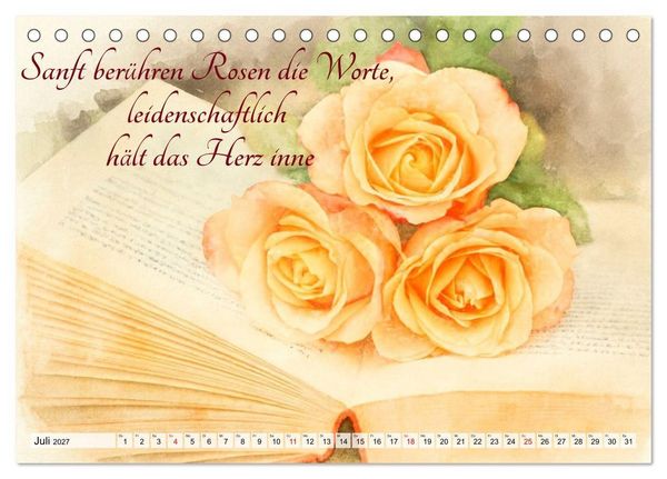 Produktbild: Rosentr&auml;ume im Aquarellstil (Tischkalender 2027 DIN A5 quer), CALVENDO Monatskalender