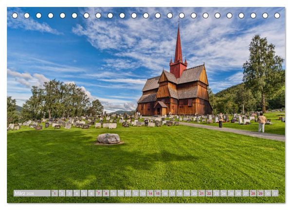 Produktbild: Norwegens Stabkirchen (Tischkalender 2026 DIN A5 quer), CALVENDO Monatskalender
