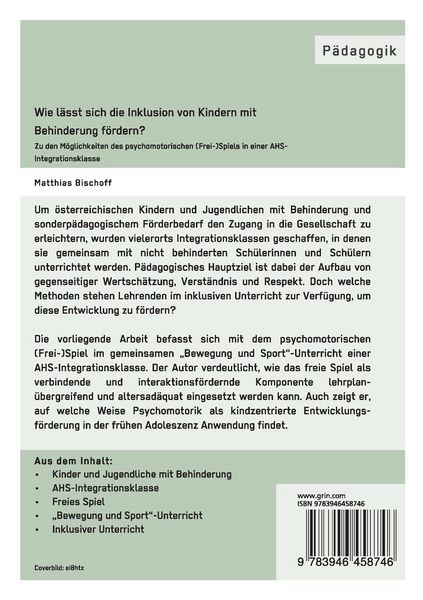 Produktbild: Wie l&auml;sst sich die Inklusion von Kindern mit Behinderung f&ouml;rdern? Zu den M&ouml;glich