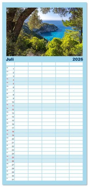 Produktbild: Familienplaner 2026 - Griechenland mit 5 Spalten (Wandkalender, 21 x 45 cm) CALVENDO