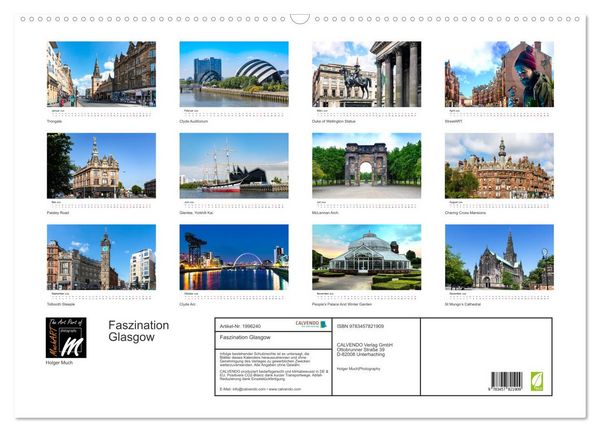 Produktbild: Faszination Glasgow (Wandkalender 2026 DIN A2 quer), CALVENDO Monatskalender