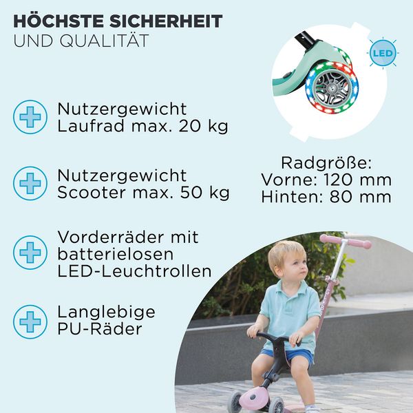 Produktbild: GLOBBER GO-UP ACTIVE LIGHTS 360 mint, mit Leuchtrollen