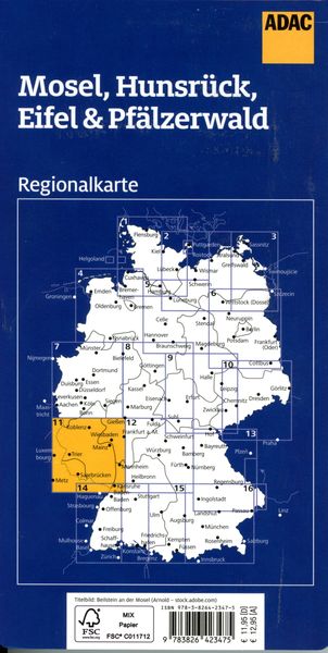 Produktbild: ADAC Regionalkarte 11 Mosel, Eifel, Hunsr&uuml;ck, Pf&auml;lzerwald 1:150.000