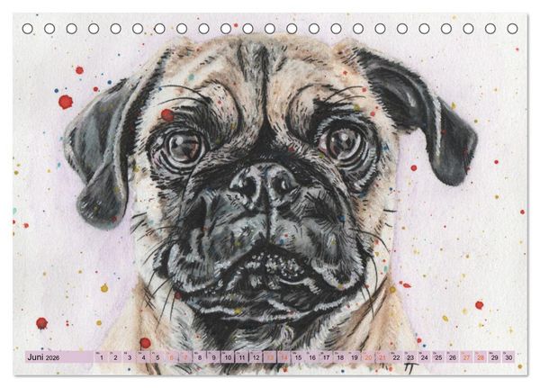 Produktbild: Hundeportr&auml;ts in Aquarell (Tischkalender 2026 DIN A5 quer), CALVENDO Monatskalender