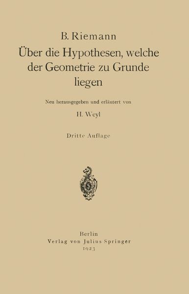 Produktbild: &Uuml;ber die Hypothesen, welche der Geometrie zu Grunde liegen