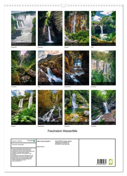 Produktbild: Faszination Wasserf&auml;lle (Wandkalender 2026 DIN A2 hoch), CALVENDO Monatskalender