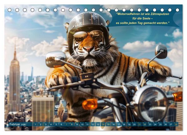 Produktbild: Tierisch lustige Motorradfahrer (Tischkalender 2026 DIN A5 quer), CALVENDO Monatskalender
