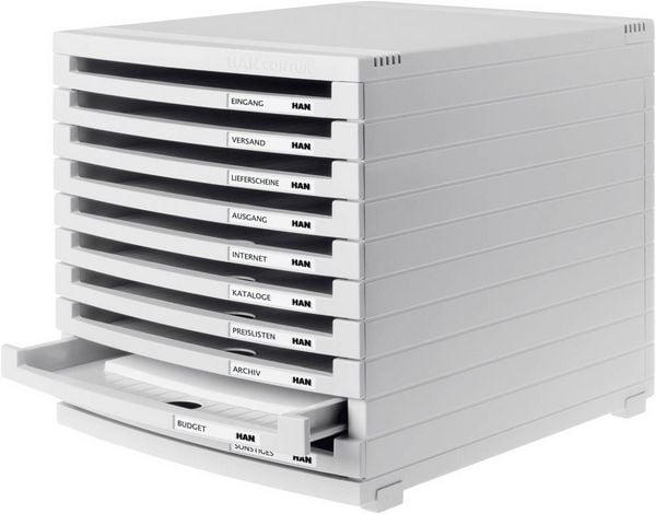Produktbild: HAN CONTUR 1510-0-11 Schubladenbox Lichtgrau DIN A4, DIN B4, DIN C4 Anzahl der Schubf&auml;cher: 10