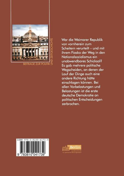 Produktbild: Die Weimarer Republik