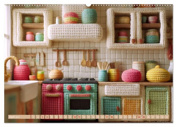 Produktbild: Amigurumi Wohnwelten. Textiles Interior Design mit Charme (hochwertiger Premium Wandkalender 2027 DIN A2 quer), Kunstdruck in Hochglanz