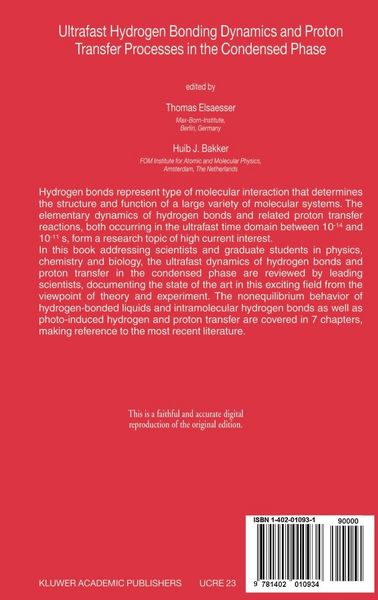 Produktbild: Ultrafast Hydrogen Bonding Dynamics and Proton Transfer Processes in the Condensed Phase
