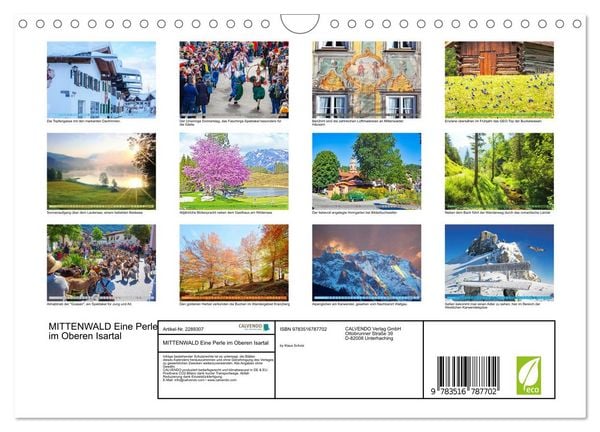 Produktbild: MITTENWALD Eine Perle im Oberen Isartal (Wandkalender 2027 DIN A4 quer), CALVENDO Monatskalender