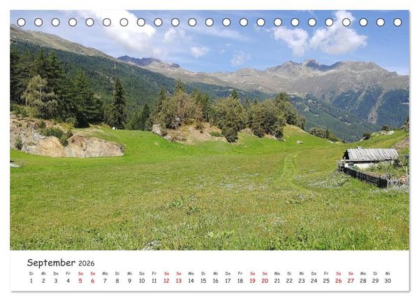 Produktbild: &Uuml;ber die Alpen - Auf dem E5 von Oberstdorf nach Meran (Tischkalender 2026 DIN A5 quer), CALVENDO Monatskalender