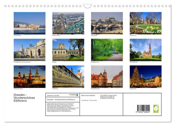 Produktbild: Dresden - Wundersch&ouml;nes Elbflorenz (Wandkalender 2026 DIN A3 quer), CALVENDO Monatskalender