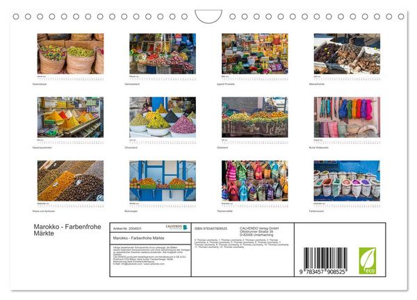 Produktbild: Marokko - Farbenfrohe M&auml;rkte (Wandkalender 2026 DIN A4 quer), CALVENDO Monatskalender