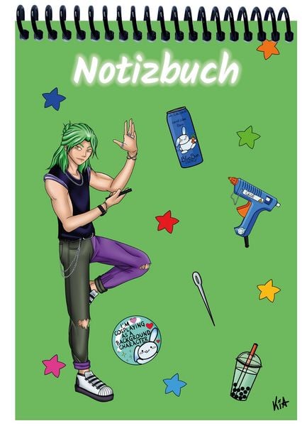 Produktbild: A 5 Notizblock Manga Quinn, gr&uuml;n, kariert