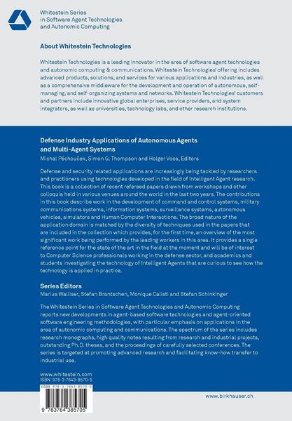 Produktbild: Defense Industry Applications of Autonomous Agents and Multi-Agent Systems