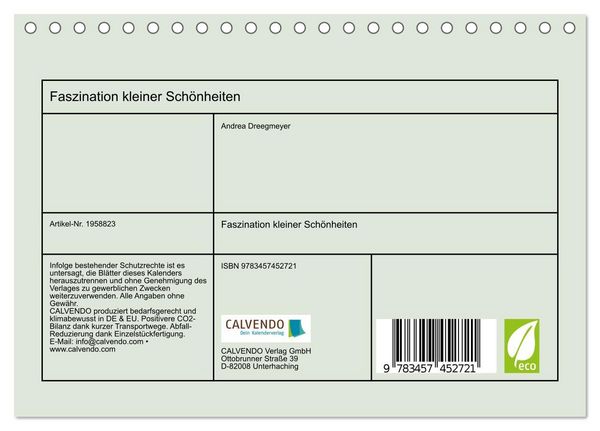 Produktbild: Faszination kleiner Sch&ouml;nheiten (Tischkalender 2026 DIN A5 quer), CALVENDO Monatskalender