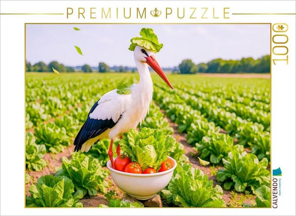 Produktbild: CALVENDO Puzzle Wie ein Storch im Salat - Elegant geht anders | 1000 Teile Lege-Gr&ouml;&szlig;e 64x48cm Foto-Puzzle f&uuml;r gl&uuml;ckliche Stunden