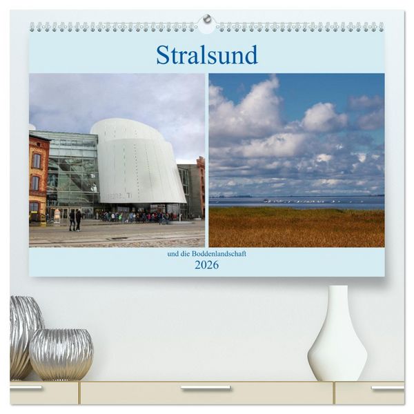 Stralsund und die Boddenlandschaft (hochwertiger Premium Wandkalender 2026 DIN A2 quer), Kunstdruck in Hochglanz