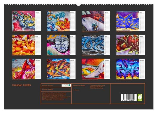 Produktbild: Dresden Graffiti (hochwertiger Premium Wandkalender 2026 DIN A2 quer), Kunstdruck in Hochglanz