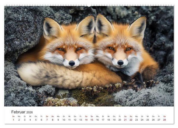 Produktbild: Wild und weich - Die zauberhafte Welt der Rotf&uuml;chse (Wandkalender 2026 DIN A2 quer), CALVENDO Monatskalender