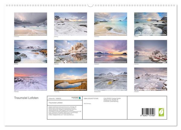 Produktbild: Traumziel Lofoten (hochwertiger Premium Wandkalender 2026 DIN A2 quer), Kunstdruck in Hochglanz