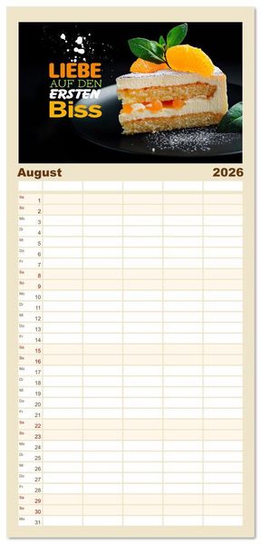Produktbild: Familienplaner 2026 - Dessert - Liebe auf den ersten Biss mit 5 Spalten (Wandkalender, 21 x 45 cm) CALVENDO