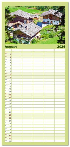 Produktbild: Familienplaner 2026 - Ultental Wundersch&ouml;ne alte Bauernh&auml;user mit 5 Spalten (Wandkalender, 21 x 45 cm) CALVENDO