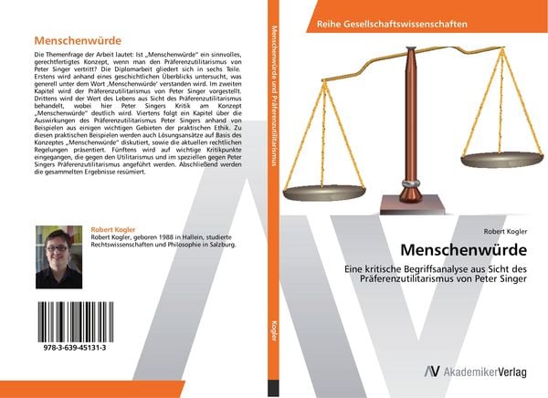 Menschenwürde, Taschenbuch von Robert Kogler, AV Akademikerverlag, 9783639451313