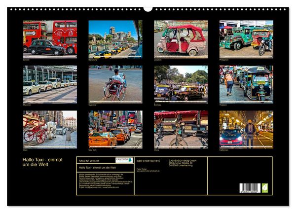 Produktbild: Hallo Taxi - einmal um die Welt (Wandkalender 2026 DIN A2 quer), CALVENDO Monatskalender