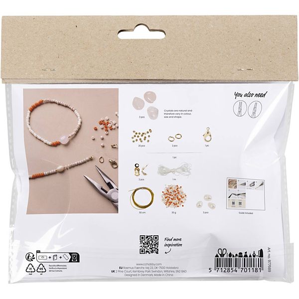 Produktbild: Creativ Company DIY Sets Beads Mini Kreativ Set Schmuck, Halskette und Armband aus Rosenquarz, Kreativ Box