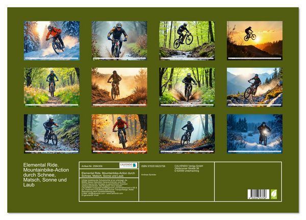 Produktbild: Elemental Ride. Mountainbike-Action durch Schnee, Matsch, Sonne und Laub (Wandkalender 2026 DIN A2 quer), CALVENDO Monatskalender