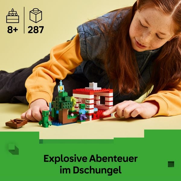 Produktbild: LEGO Minecraft 21275 Das TNT-Dschungelhaus, Kinder Spielzeug ab 8