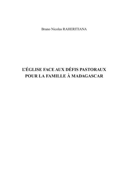 Produktbild: L'&Eacute;glise face aux d&eacute;fis pastoraux pour la famille &agrave; Madaddgascar