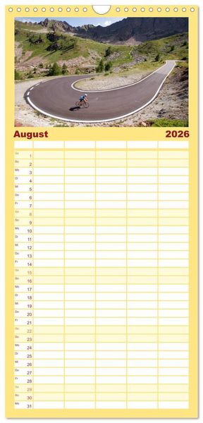Produktbild: Familienplaner 2026 - Alpenp&auml;sse auf dem Rennrad Vol. 1 mit 5 Spalten (Wandkalender, 21 x 45 cm) CALVENDO