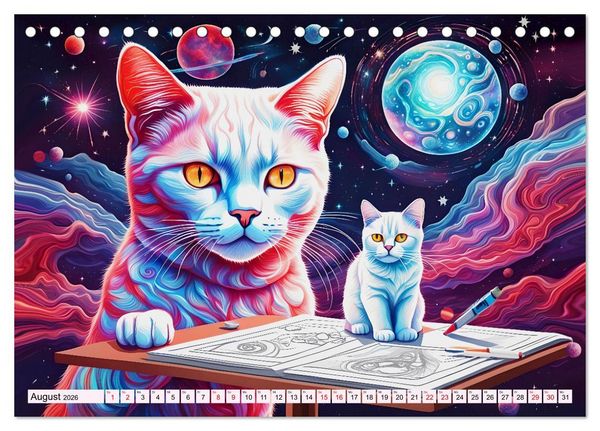 Produktbild: Katzen Schnurrige K&uuml;nstler (Tischkalender 2026 DIN A5 quer), CALVENDO Monatskalender