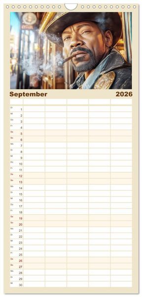 Produktbild: Familienplaner 2026 - Den Wilden Westen hautnah erfahren mit 5 Spalten (Wandkalender, 21 x 45 cm) CALVENDO