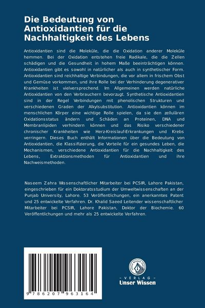 Produktbild: Die Bedeutung von Antioxidantien f&uuml;r die Nachhaltigkeit des Lebens